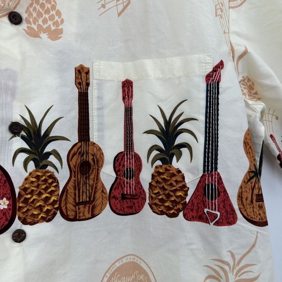 Vintage Hawaiian Togs Button Front Short Sleeve Shirt Size XL Guitars Pineapples - Picture 5 of 11